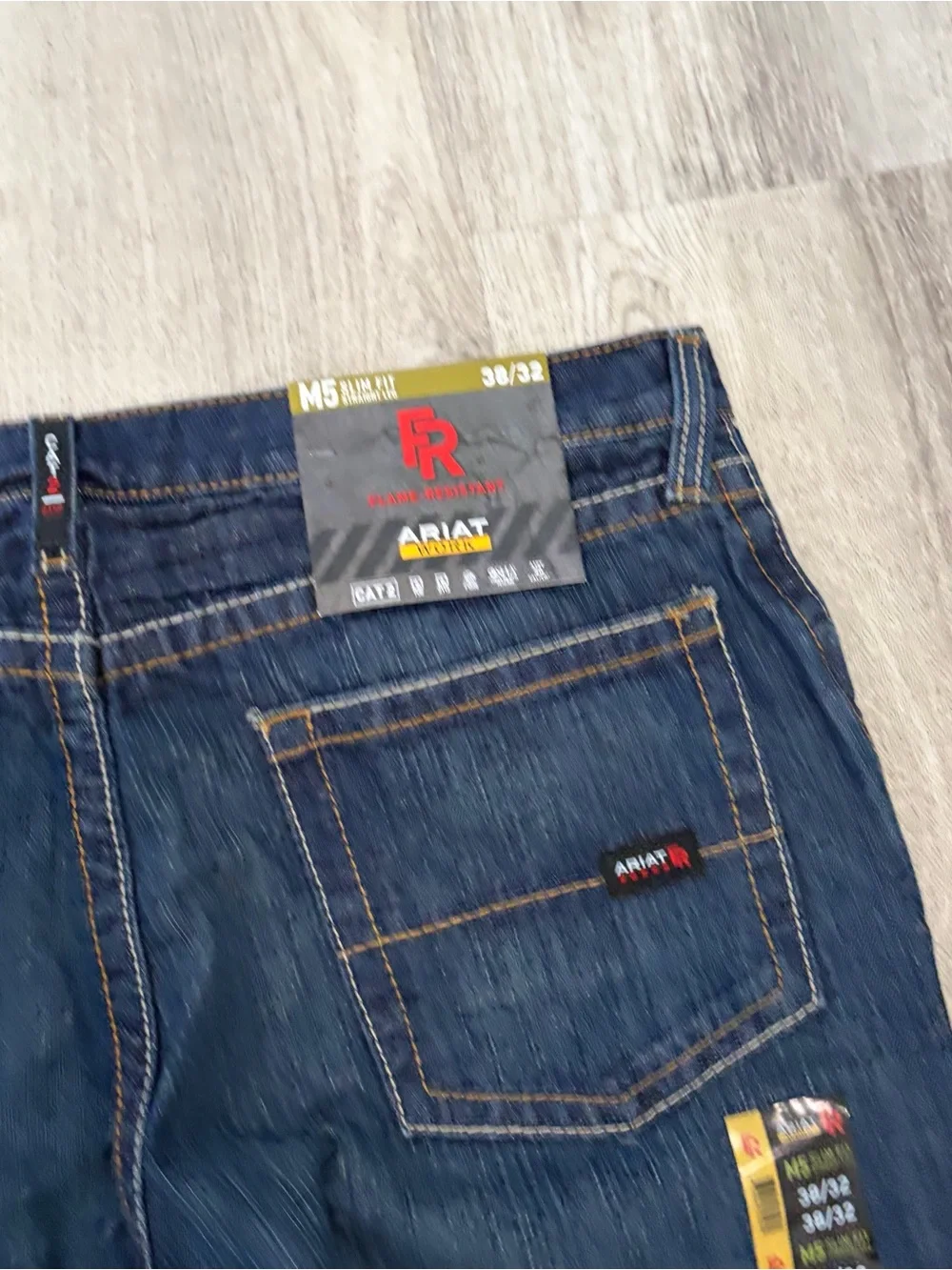 Ariat FR M5 Slim Straight Jeans 38x32 CAT 2 Flame Resistant Work Pants Dark New